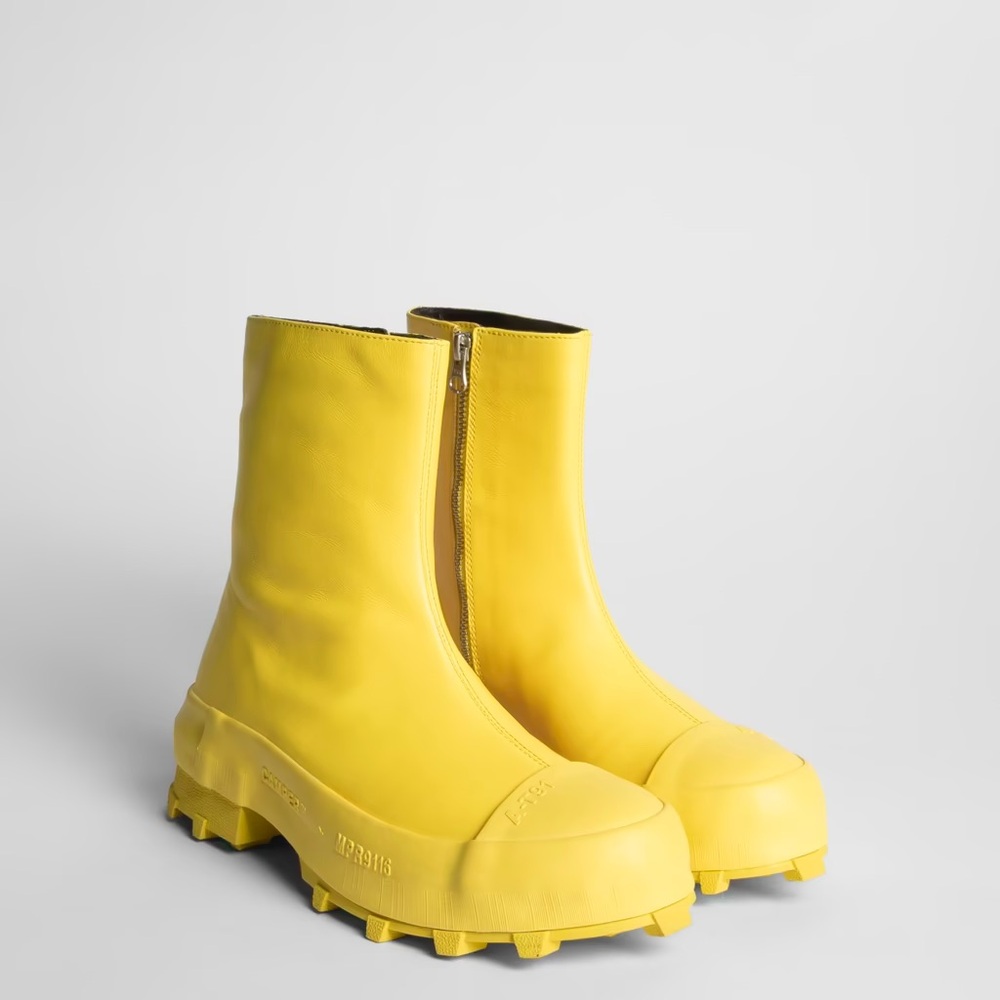 Camper Leather Traktori Bootie In Yellow Sz EU 39, US 6, UK 5.5